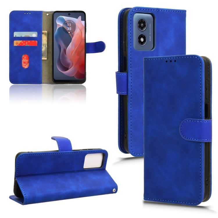 For Motorola Moto G Paly 4G 2024 Skin Feel Magnetic Flip Leather Phone Case(Blue) - Motorola Cases by PMC Jewellery | Online Shopping South Africa | PMC Jewellery | Buy Now Pay Later Mobicred