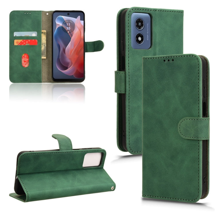 For Motorola Moto G Paly 4G 2024 Skin Feel Magnetic Flip Leather Phone Case(Green) - Motorola Cases by PMC Jewellery | Online Shopping South Africa | PMC Jewellery | Buy Now Pay Later Mobicred
