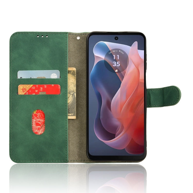 For Motorola Moto G Paly 4G 2024 Skin Feel Magnetic Flip Leather Phone Case(Green) - Motorola Cases by PMC Jewellery | Online Shopping South Africa | PMC Jewellery | Buy Now Pay Later Mobicred