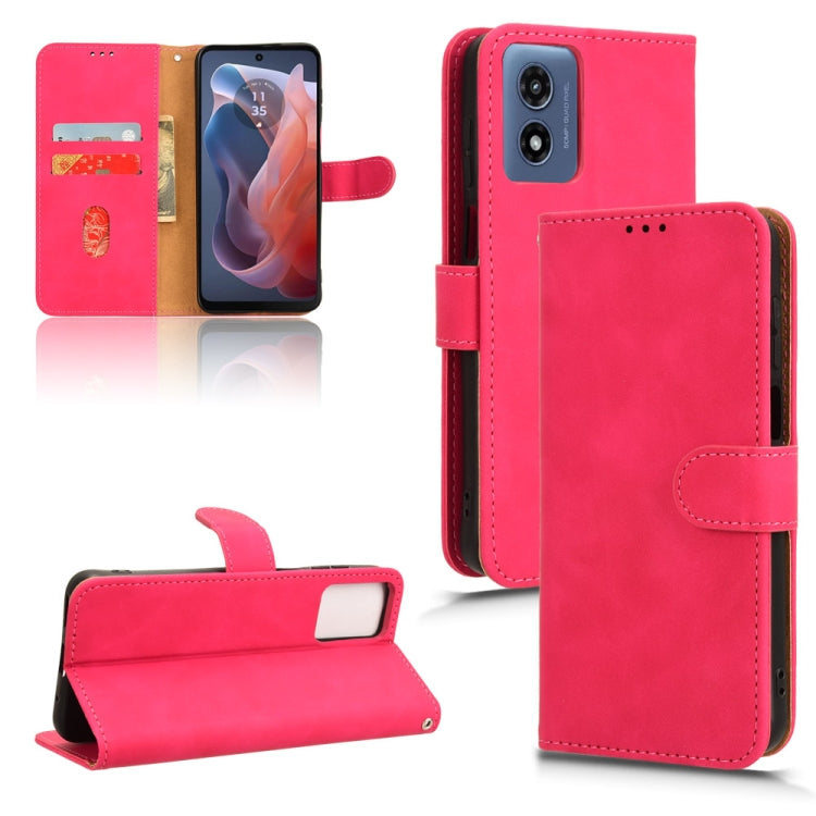 For Motorola Moto G Paly 4G 2024 Skin Feel Magnetic Flip Leather Phone Case(Rose Red) - Motorola Cases by PMC Jewellery | Online Shopping South Africa | PMC Jewellery | Buy Now Pay Later Mobicred