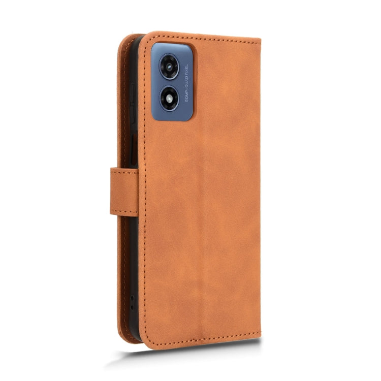 For Motorola Moto G Paly 4G 2024 Skin Feel Magnetic Flip Leather Phone Case(Brown) - Motorola Cases by PMC Jewellery | Online Shopping South Africa | PMC Jewellery | Buy Now Pay Later Mobicred