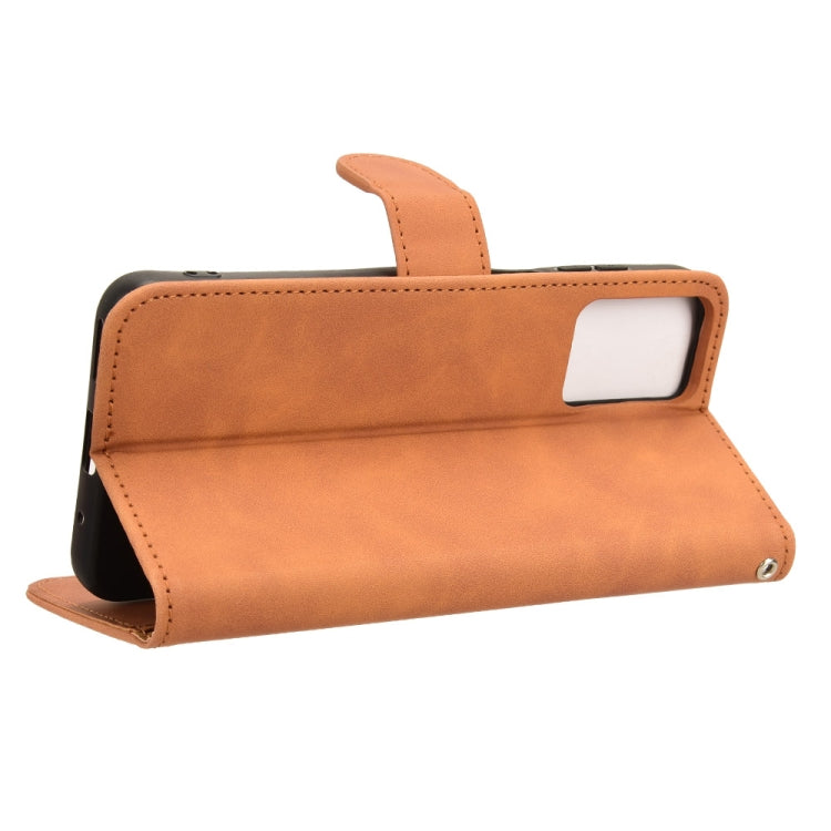 For Motorola Moto G Paly 4G 2024 Skin Feel Magnetic Flip Leather Phone Case(Brown) - Motorola Cases by PMC Jewellery | Online Shopping South Africa | PMC Jewellery | Buy Now Pay Later Mobicred