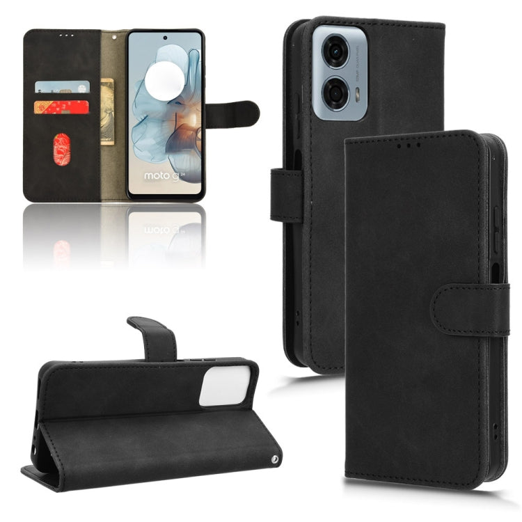 For Motorola Moto G Stylus 5G 2024 Skin Feel Magnetic Flip Leather Phone Case(Black) - Motorola Cases by PMC Jewellery | Online Shopping South Africa | PMC Jewellery | Buy Now Pay Later Mobicred
