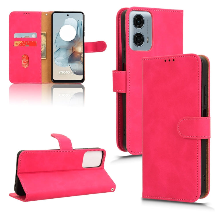 For Motorola Moto G Stylus 5G 2024 Skin Feel Magnetic Flip Leather Phone Case(Rose Red) - Motorola Cases by PMC Jewellery | Online Shopping South Africa | PMC Jewellery | Buy Now Pay Later Mobicred