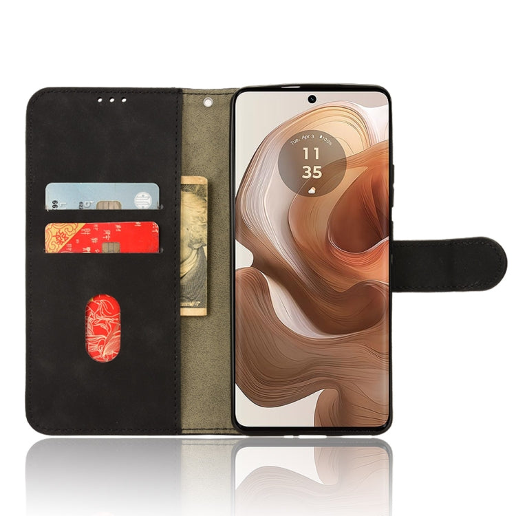 For Motorola Edge 50 Ultra Skin Feel Magnetic Flip Leather Phone Case(Black) - Motorola Cases by PMC TechLife | Online Shopping South Africa | PMC TechLife | Buy Now Pay Later Mobicred