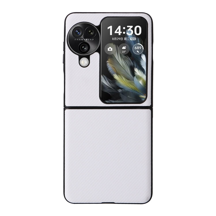 For OPPO Find N3 Flip PU Leather PC Phone Case(White) - Find N3 Flip Cases by PMC TechLife | Online Shopping South Africa | PMC TechLife | Buy Now Pay Later Mobicred