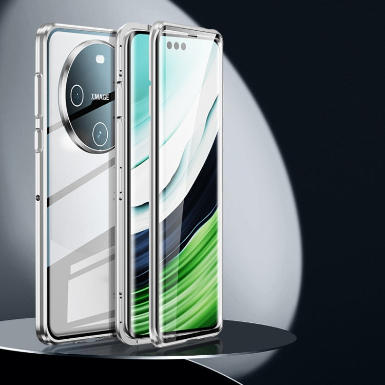For Huawei Mate 60 Pro Magnetic Double-side HD Tempered Glass Phone Case(Silver) - Huawei Cases by PMC TechLife | Online Shopping South Africa | PMC TechLife | Buy Now Pay Later Mobicred