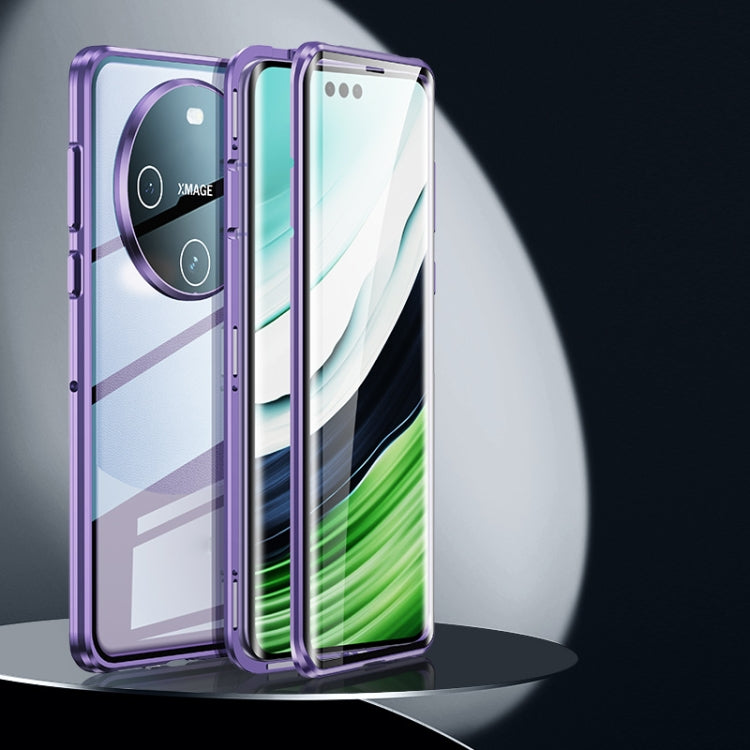 For Huawei Mate 60 Pro Magnetic Double-side HD Tempered Glass Phone Case(Purple) - Huawei Cases by PMC TechLife | Online Shopping South Africa | PMC TechLife | Buy Now Pay Later Mobicred