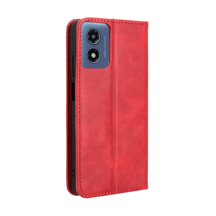 For Motorola Moto G Play 4G 2024 Magnetic Buckle Retro Texture Leather Phone Case(Red) - Motorola Cases by PMC Jewellery | Online Shopping South Africa | PMC Jewellery | Buy Now Pay Later Mobicred