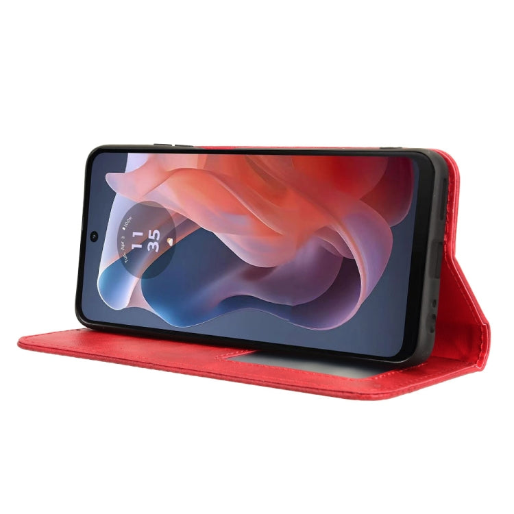 For Motorola Moto G Play 4G 2024 Magnetic Buckle Retro Texture Leather Phone Case(Red) - Motorola Cases by PMC Jewellery | Online Shopping South Africa | PMC Jewellery | Buy Now Pay Later Mobicred