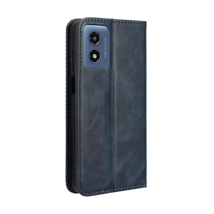 For Motorola Moto G Play 4G 2024 Magnetic Buckle Retro Texture Leather Phone Case(Blue) - Motorola Cases by PMC Jewellery | Online Shopping South Africa | PMC Jewellery | Buy Now Pay Later Mobicred