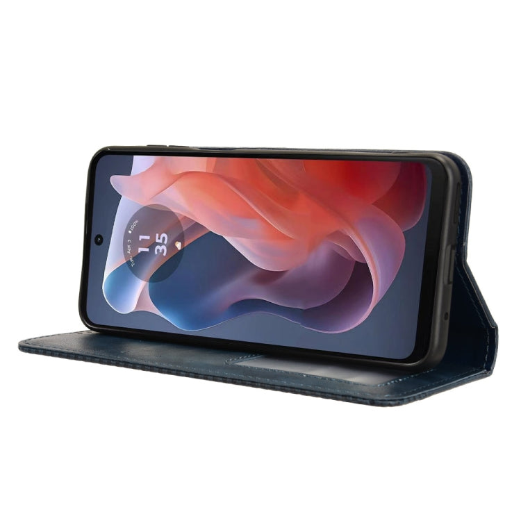 For Motorola Moto G Play 4G 2024 Magnetic Buckle Retro Texture Leather Phone Case(Blue) - Motorola Cases by PMC Jewellery | Online Shopping South Africa | PMC Jewellery | Buy Now Pay Later Mobicred