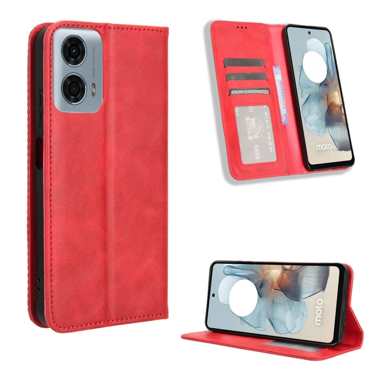 For Motorola Moto G Power 5G 2024 Magnetic Buckle Retro Texture Leather Phone Case(Red) - free shipping - PMC Jewellery - Order now!