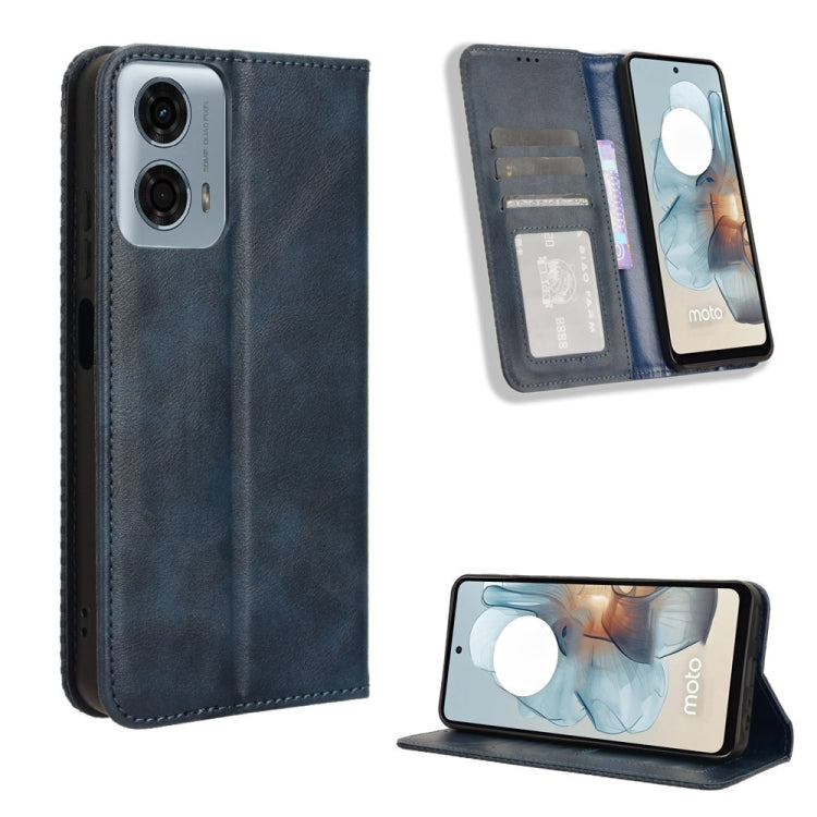 For Motorola Moto G Power 5G 2024 Magnetic Buckle Retro Texture Leather Phone Case(Blue) - Motorola Cases by PMC Jewellery | Online Shopping South Africa | PMC Jewellery | Buy Now Pay Later Mobicred