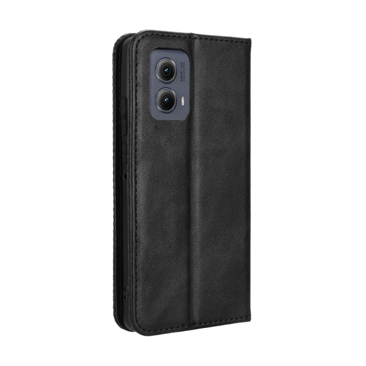 For Motorola Edge 2024 5G Magnetic Buckle Retro Texture Leather Phone Case(Black) - Motorola Cases by PMC Jewellery | Online Shopping South Africa | PMC Jewellery | Buy Now Pay Later Mobicred