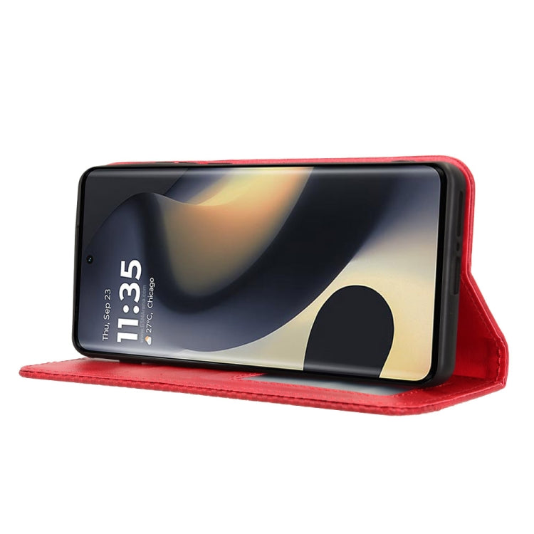For Motorola Edge 2024 5G Magnetic Buckle Retro Texture Leather Phone Case(Red) - Motorola Cases by PMC Jewellery | Online Shopping South Africa | PMC Jewellery | Buy Now Pay Later Mobicred