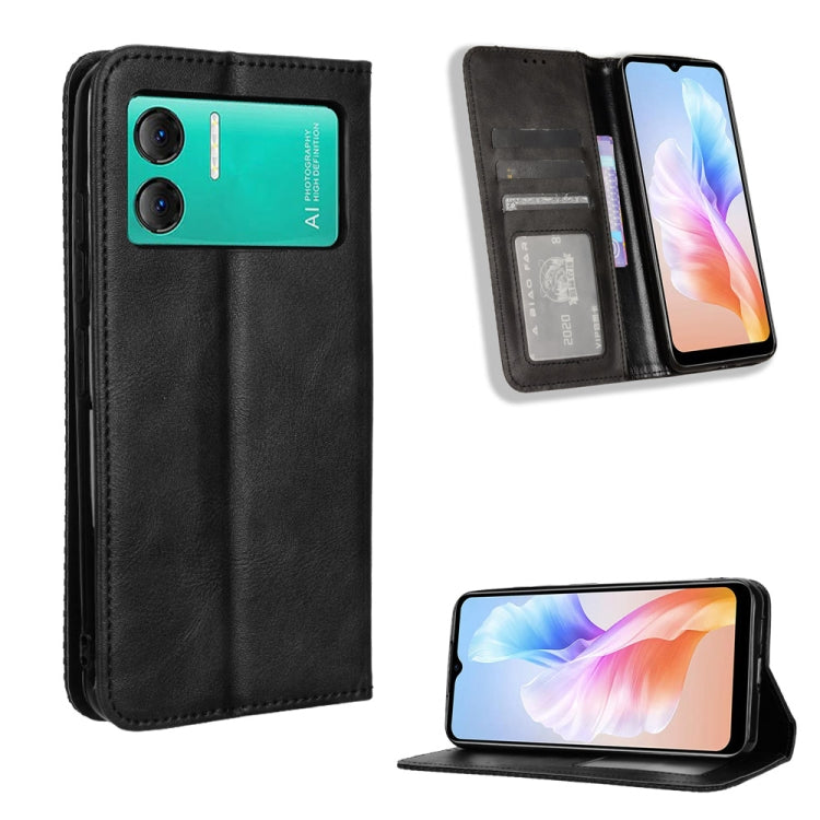 For Doogee X98 Magnetic Buckle Retro Texture Leather Phone Case(Black) - More Brand by PMC TechLife | Online Shopping South Africa | PMC TechLife | Buy Now Pay Later Mobicred