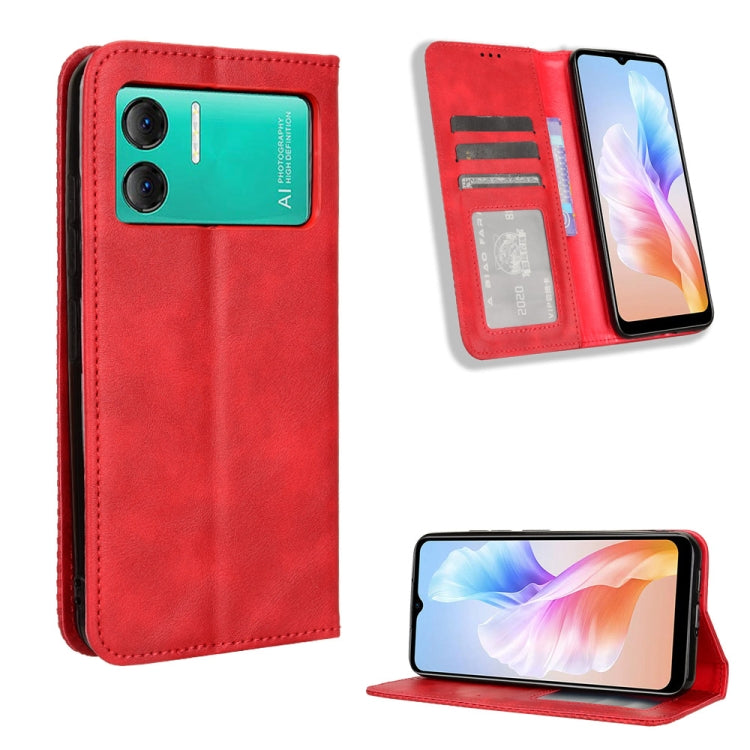 For Doogee X98 Magnetic Buckle Retro Texture Leather Phone Case(Red) - More Brand by PMC TechLife | Online Shopping South Africa | PMC TechLife | Buy Now Pay Later Mobicred