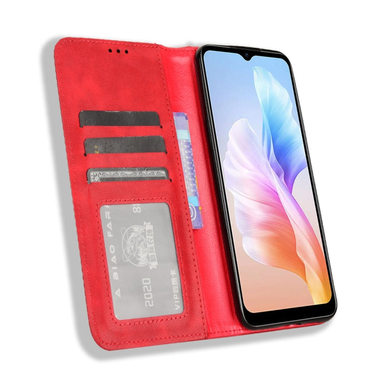 For Doogee X98 Magnetic Buckle Retro Texture Leather Phone Case(Red) - More Brand by PMC TechLife | Online Shopping South Africa | PMC TechLife | Buy Now Pay Later Mobicred
