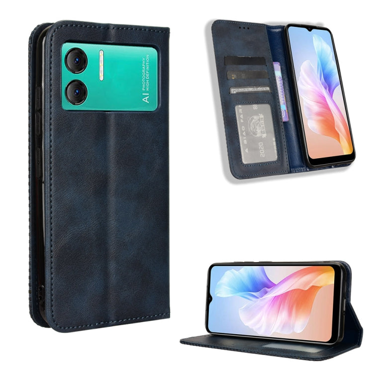 For Doogee X98 Magnetic Buckle Retro Texture Leather Phone Case(Blue) - More Brand by PMC TechLife | Online Shopping South Africa | PMC TechLife | Buy Now Pay Later Mobicred