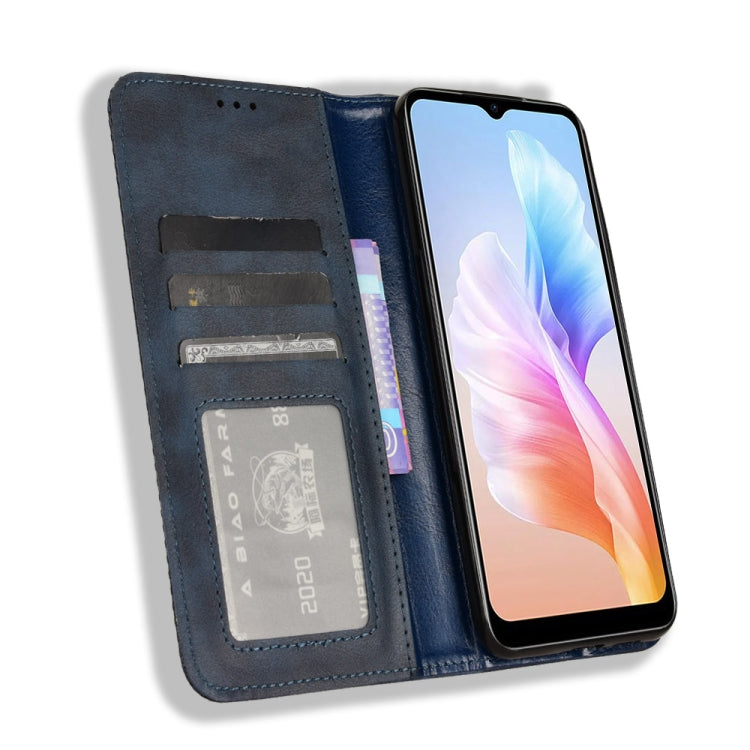 For Doogee X98 Magnetic Buckle Retro Texture Leather Phone Case(Blue) - More Brand by PMC TechLife | Online Shopping South Africa | PMC TechLife | Buy Now Pay Later Mobicred