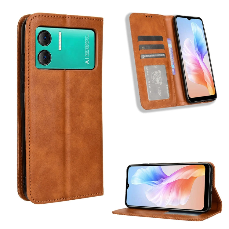 For Doogee X98 Magnetic Buckle Retro Texture Leather Phone Case(Brown) - More Brand by PMC TechLife | Online Shopping South Africa | PMC TechLife | Buy Now Pay Later Mobicred