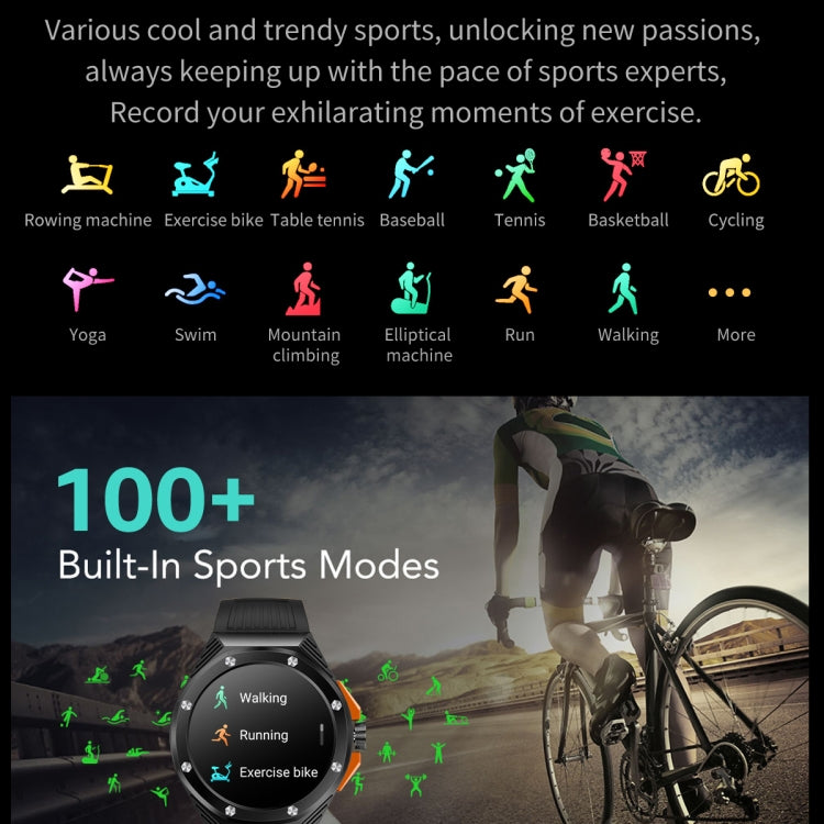 HT8 1.46 inch Round Screen Bluetooth Smart Watch, Support Health Monitoring & 100+ Sports Modes & Alipay(Black) - Smart Watches by PMC TechLife | Online Shopping South Africa | PMC TechLife