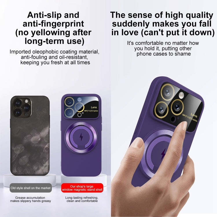 For iPhone 12 Large Window MagSafe Magnetic Holder Phone Case(Klein Blue) - iPhone 12 / 12 Pro Cases by PMC TechLife | Online Shopping South Africa | PMC TechLife