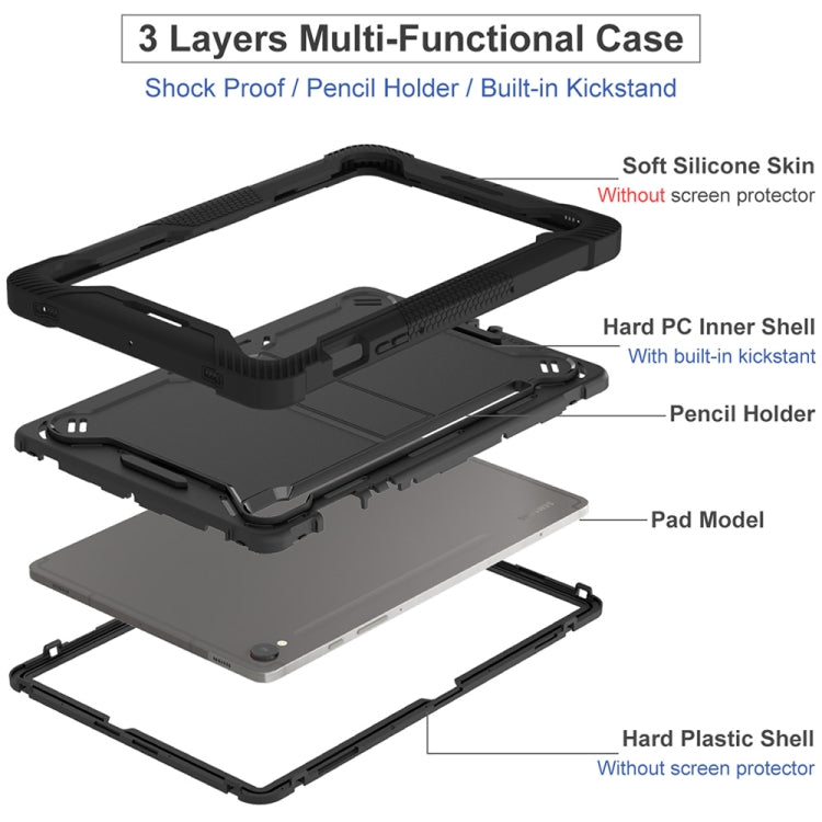 For Samsung Galaxy Tab S9 Shockproof Silicone Hybrid PC Tablet Case with Holder(Black) - Galaxy Tab S9 Cases by PMC TechLife | Online Shopping South Africa | PMC TechLife
