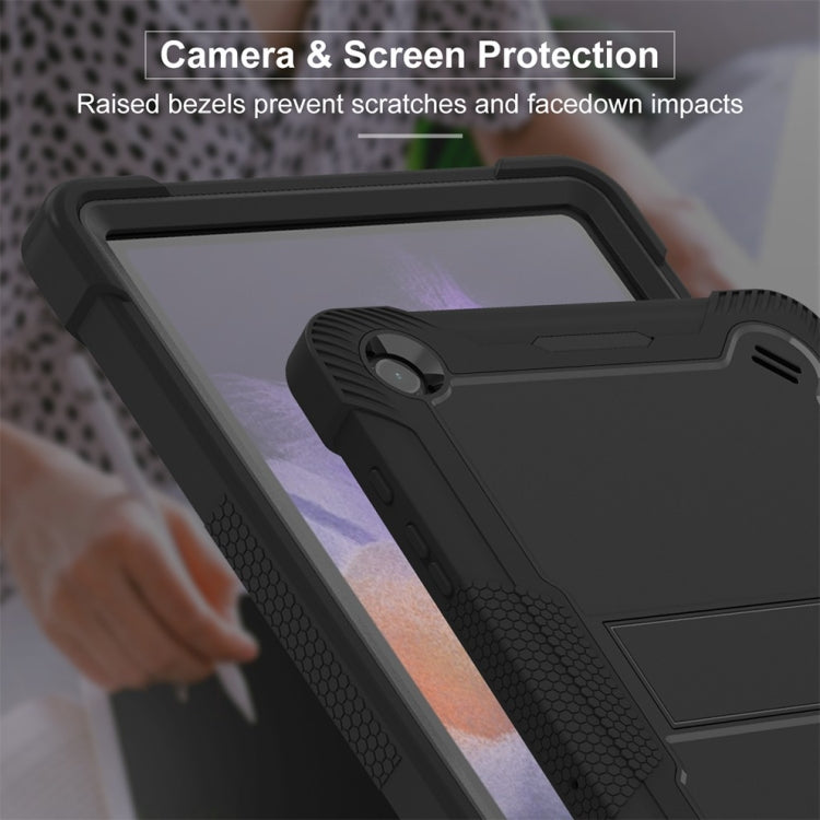For Samsung Galaxy Tab A9+ Shockproof Silicone Hybrid PC Tablet Case with Holder(Black) - free shipping - PMC TechLife - Order now!