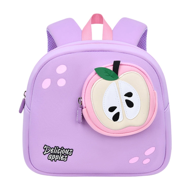 Children Cute Cartoon Anti-Lost Kindergarten School Bag(Purple Apple Medium) - Double-shoulder Bags by PMc TechLife | Online Shopping South Africa | PMc TechLife | Buy Now Pay Later Mobicred