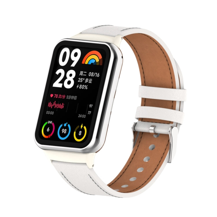 For Xiaomi Smart Band 9 Pro / 8 Pro 18mm Microfiber Sewing Leather Watch Band(White+Ivory White) - free shipping - PMc TechLife - Order now!