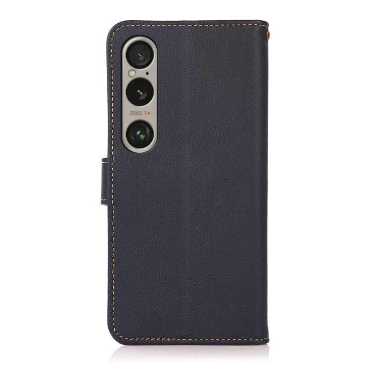 For Sony Xperia 1 VI KHAZNEH Custer Genuine Leather RFID Phone Case(Blue) - Sony Cases by PMC TechLife | Online Shopping South Africa | PMC TechLife | Buy Now Pay Later Mobicred