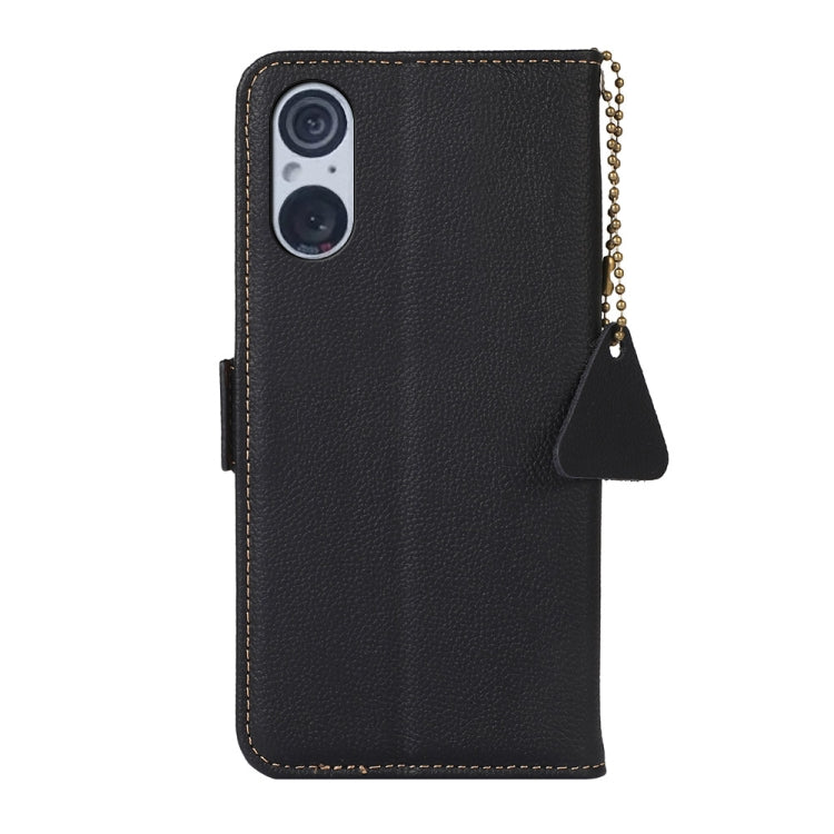 For Sony Xperia 5 V Side-Magnetic TJ Genuine Leather RFID Phone Case(Black) - Sony Cases by PMC TechLife | Online Shopping South Africa | PMC TechLife | Buy Now Pay Later Mobicred