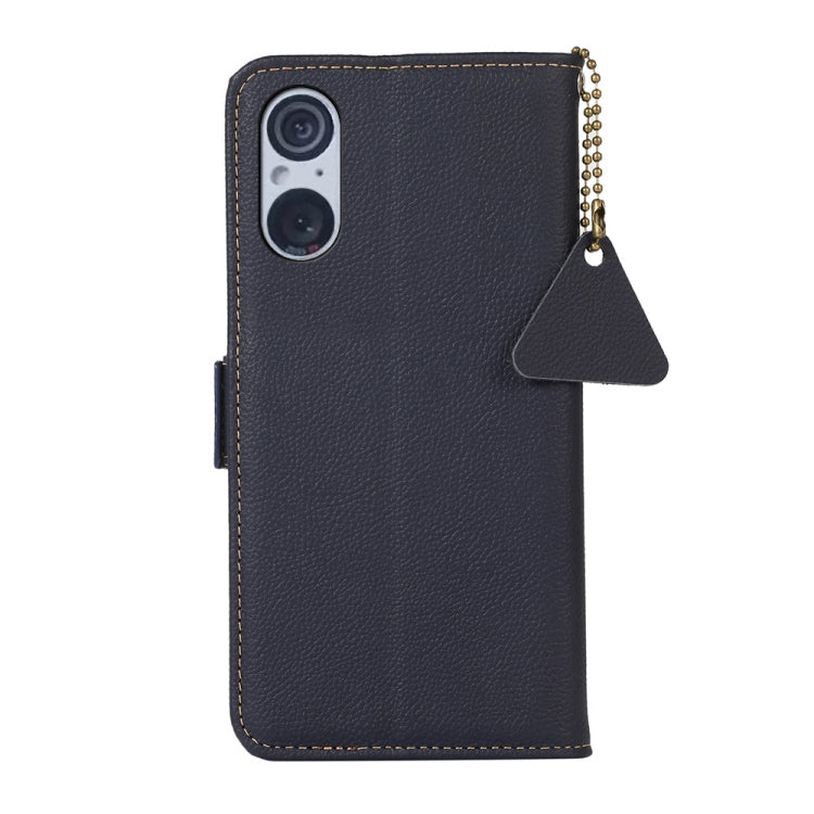 For Sony Xperia 5 V Side-Magnetic TJ Genuine Leather RFID Phone Case(Blue) - Sony Cases by PMC TechLife | Online Shopping South Africa | PMC TechLife | Buy Now Pay Later Mobicred