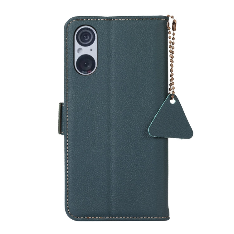For Sony Xperia 5 V Side-Magnetic TJ Genuine Leather RFID Phone Case(Green) - Sony Cases by PMC TechLife | Online Shopping South Africa | PMC TechLife | Buy Now Pay Later Mobicred