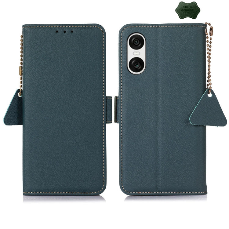 For Sony Xperia 10 VI Side-Magnetic TJ Genuine Leather RFID Phone Case(Green) - Sony Cases by PMC TechLife | Online Shopping South Africa | PMC TechLife | Buy Now Pay Later Mobicred