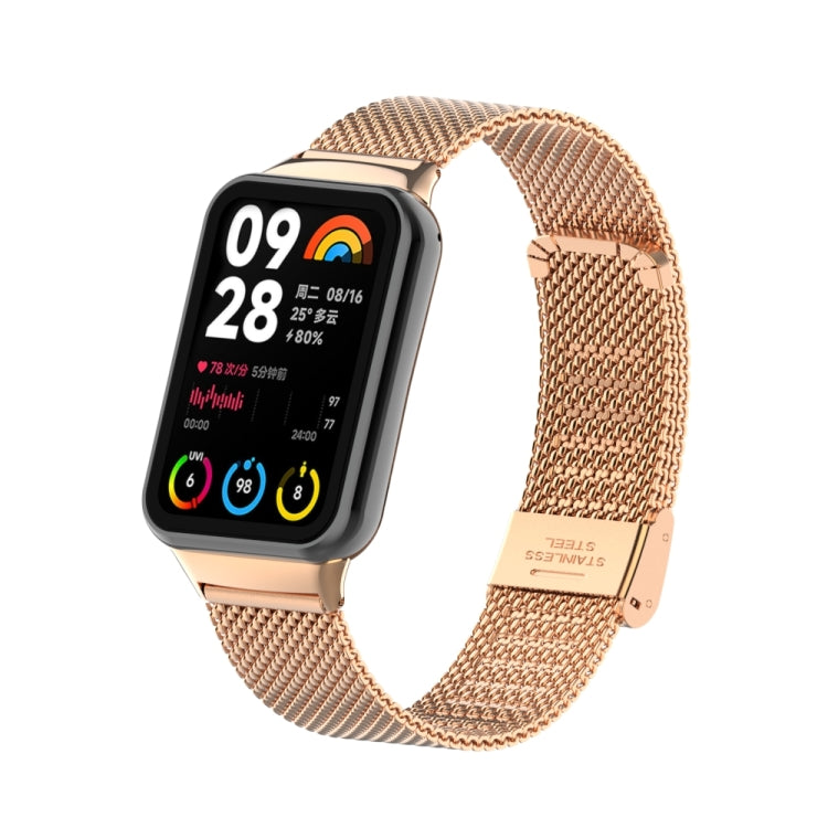 For Xiaomi Smart Band 9 Pro / 8 Pro 18mm Steel Mesh Buckle Metal Watch Band(Rose Gold) - free shipping - PMc TechLife - Order now!