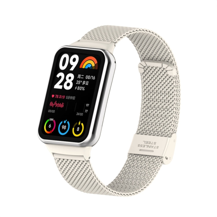 For Xiaomi Smart Band 9 Pro / 8 Pro 18mm Steel Mesh Buckle Metal Watch Band(Ivory White) - free shipping - PMc TechLife - Order now!