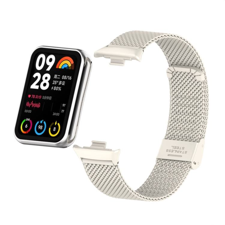For Xiaomi Smart Band 9 Pro / 8 Pro 18mm Steel Mesh Buckle Metal Watch Band(Ivory White) - free shipping - PMc TechLife - Order now!