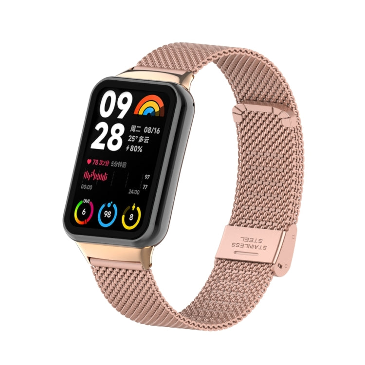 For Xiaomi Smart Band 9 Pro / 8 Pro 18mm Steel Mesh Buckle Metal Watch Band(Rose Red) - free shipping - PMc TechLife - Order now!