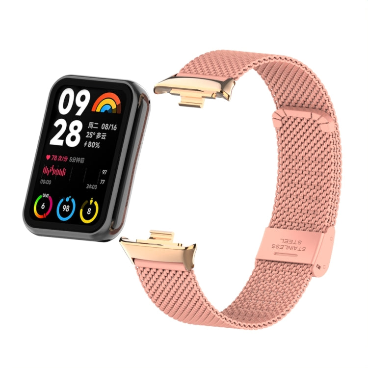 For Xiaomi Smart Band 9 Pro / 8 Pro 18mm Steel Mesh Buckle Metal Watch Band(Bright Pink) - free shipping - PMc TechLife - Order now!