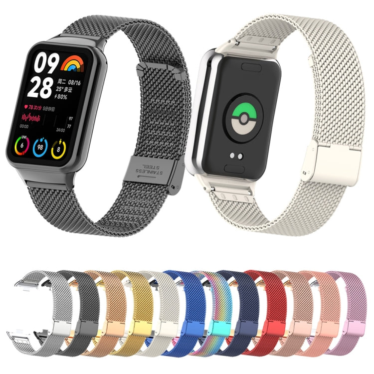 For Xiaomi Smart Band 9 Pro / 8 Pro 18mm Steel Mesh Buckle Metal Watch Band(Rose Red) - free shipping - PMc TechLife - Order now!