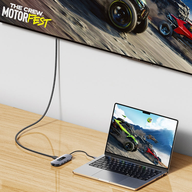 USAMS US-SJ643 PD100W 8 in 1 Aluminum Alloy Multifunctional Type-C HUB with Light(Metal Grey) - free shipping - PMC Jewellery - Order now!