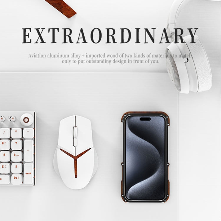 For iPhone 15 Pro R-JUST Ironwood Generation Metal Hybrid Wood Phone Case - iPhone 15 Pro Cases by R-JUST | Online Shopping South Africa | PMC TechLife | Buy Now Pay Later Mobicred