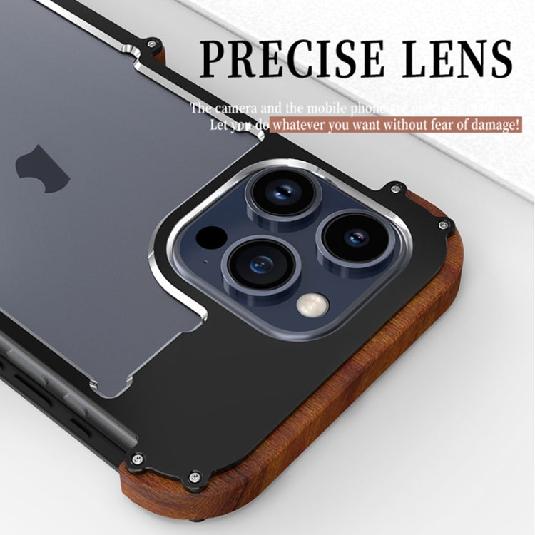 For iPhone 16 Plus R-JUST Ironwood Generation Metal Hybrid Wood Phone Case - free shipping - PMC Jewellery - Order now!