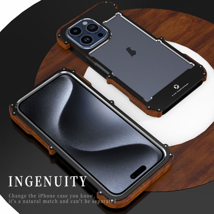 For iPhone 15 Pro R-JUST Ironwood Generation Metal Hybrid Wood Phone Case - iPhone 15 Pro Cases by R-JUST | Online Shopping South Africa | PMC TechLife | Buy Now Pay Later Mobicred