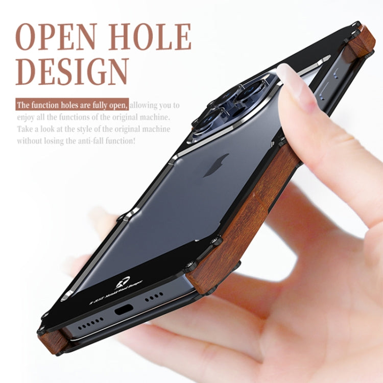 For iPhone 15 Pro Max R-JUST Ironwood Generation Metal Hybrid Wood Phone Case - free shipping - PMC TechLife - Order now!