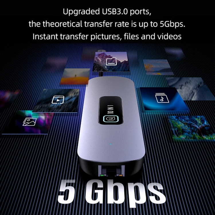 USAMS US-SJ644 PD100W 10 in 1 Aluminum Alloy Multifunctional Type-C HUB with Light(Metal Grey) - free shipping - PMC Jewellery - Order now!