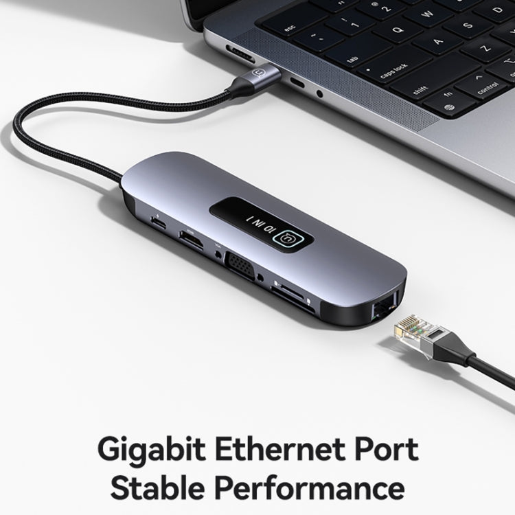 USAMS US-SJ644 PD100W 10 in 1 Aluminum Alloy Multifunctional Type-C HUB with Light(Metal Grey) - free shipping - PMC Jewellery - Order now!